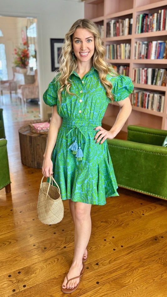 Uncle Frank Flounced Hem Shirt Dress - Green
