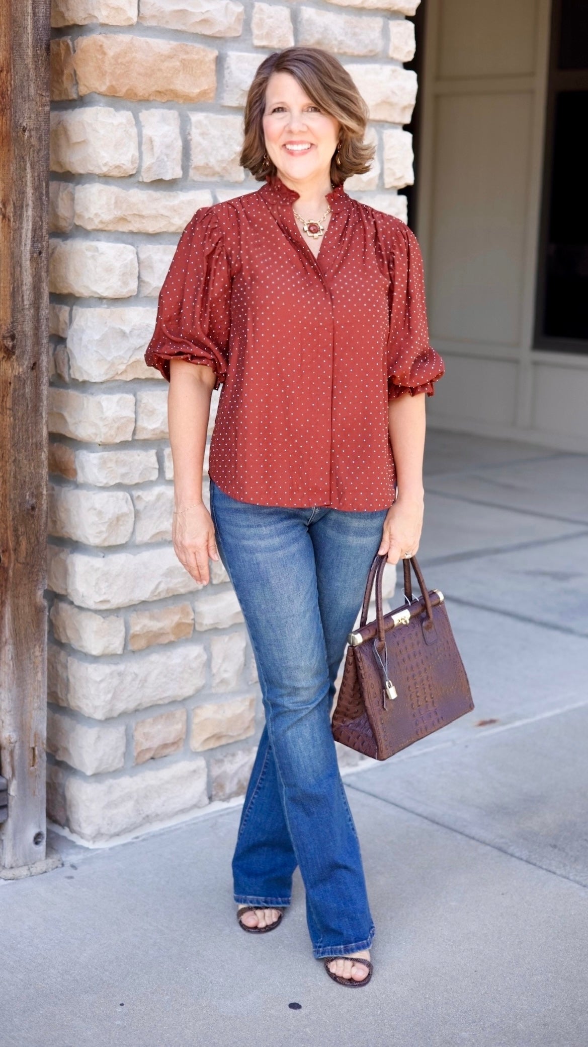 Julia Rhinestone Studded Top - Umber