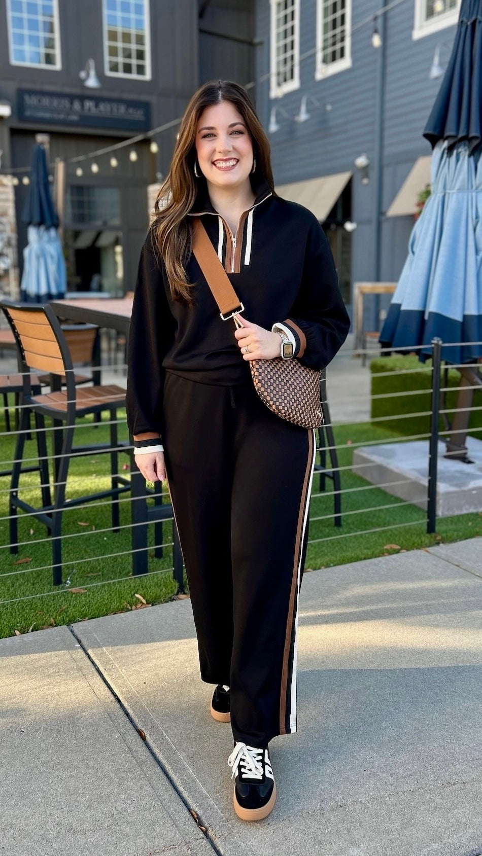 Aaliyah Leisure Quarter Zip Top - Black