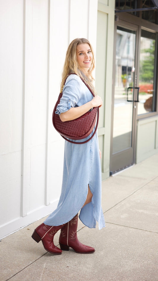 Janine Denim Midi Dress - Light