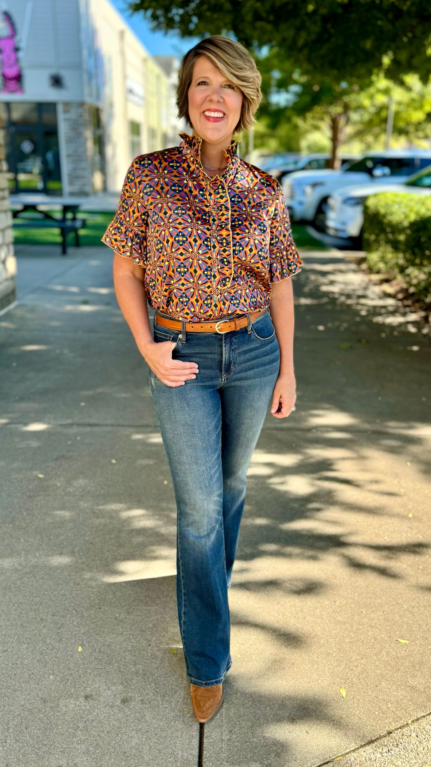 Ivy Jane Autumnal Ruffle Silky Blouse