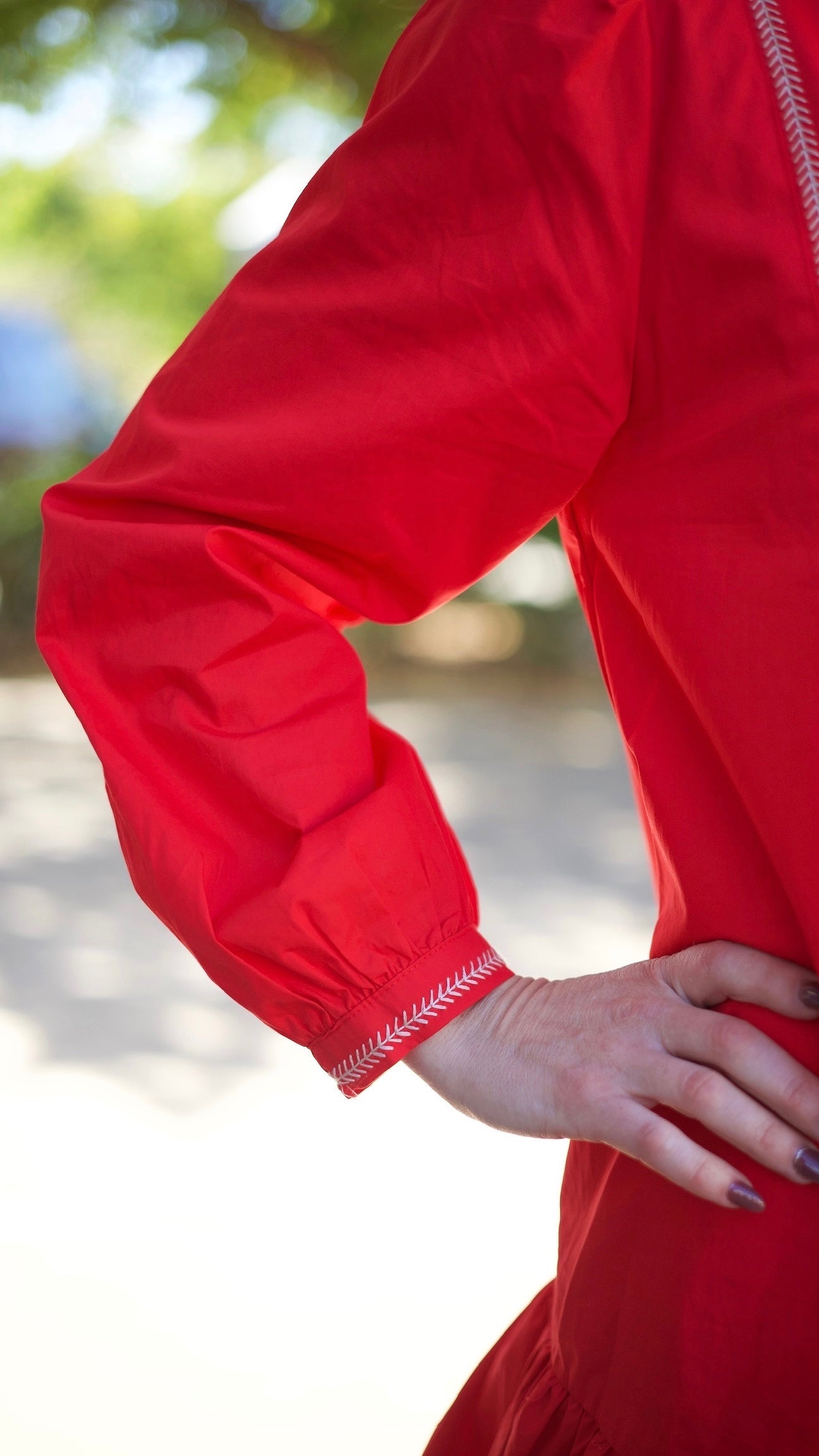 Emma Embroidered Dress - Red