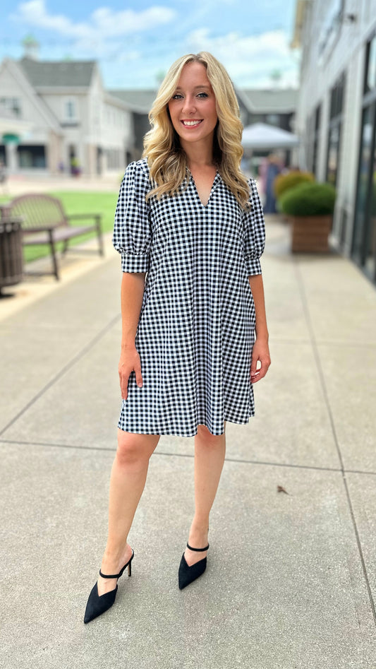 Jude Connally Gingham Black Emerson Dress