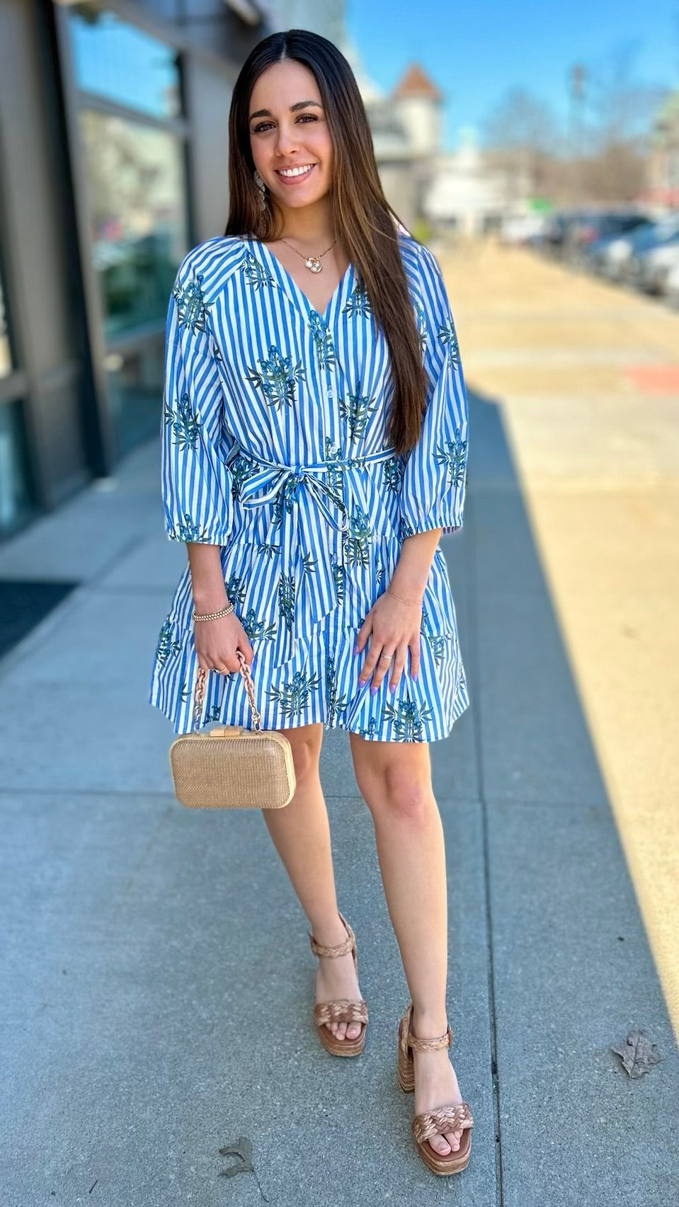 Gabby Garden - Blue Stripes & Florals