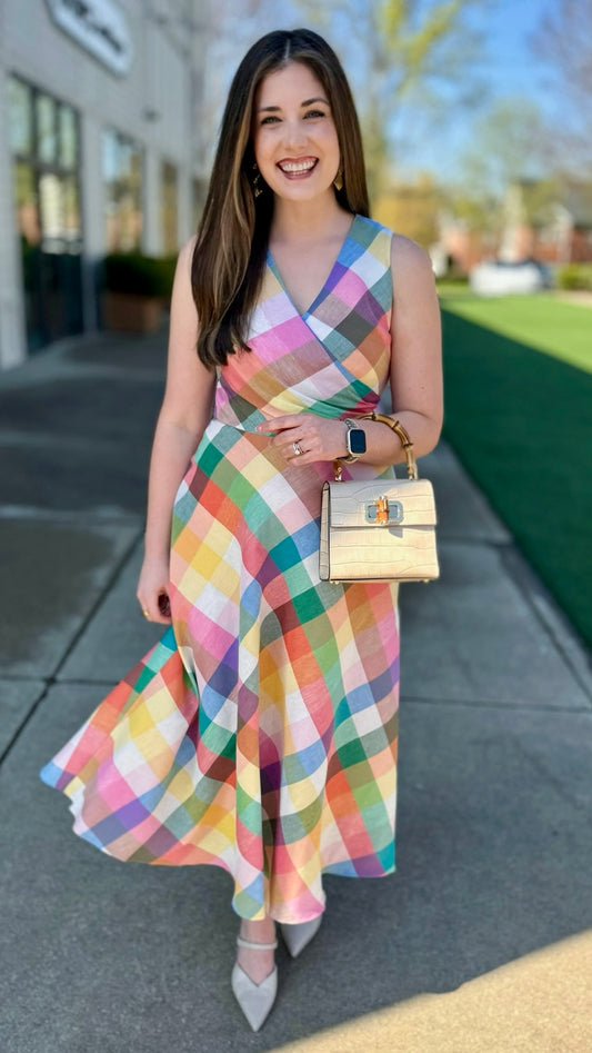 Jude Connally Easton Stretch Linen Dress - Plaid Multi