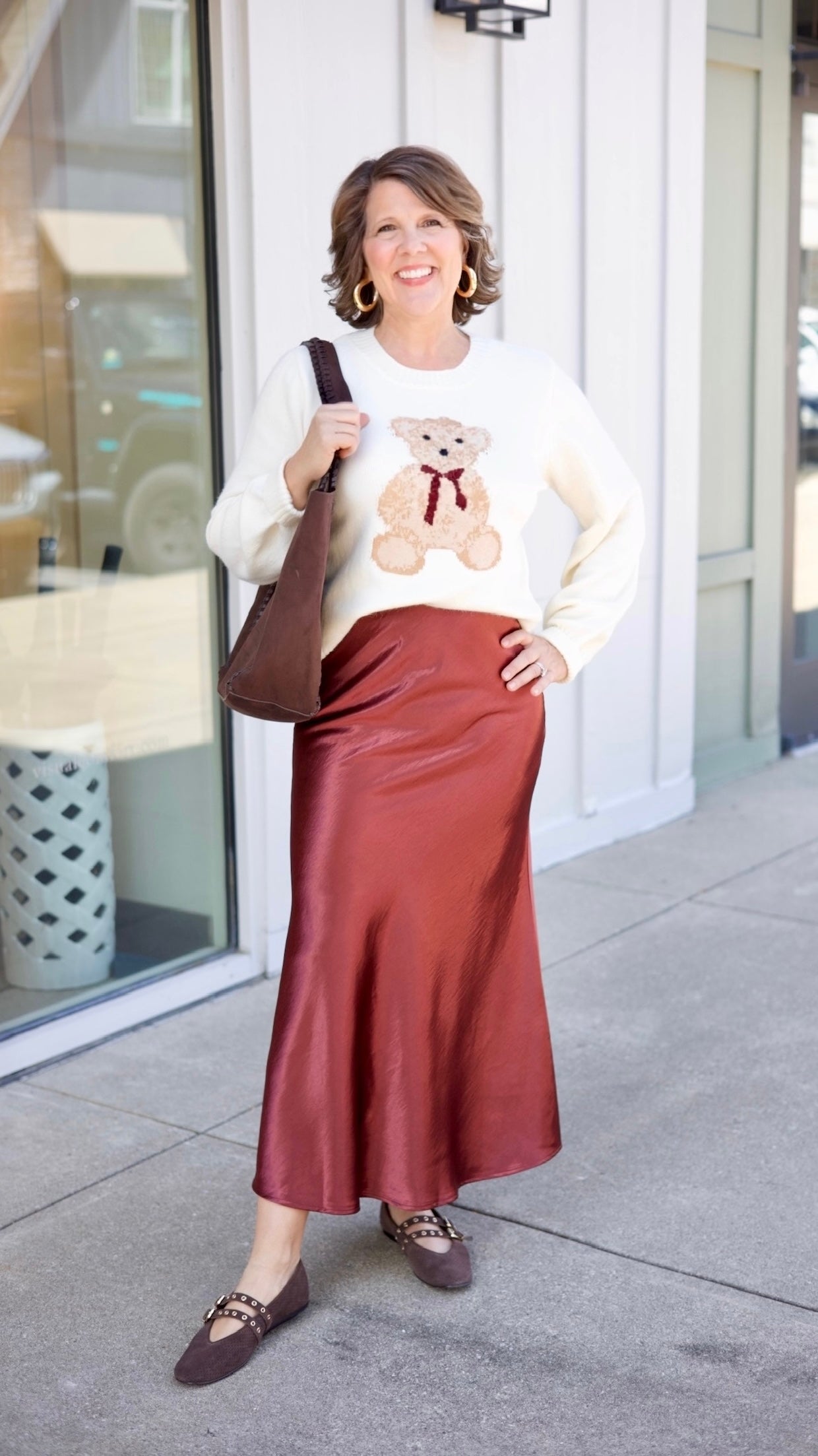Sierra Satin Long Skirt - Burgundy