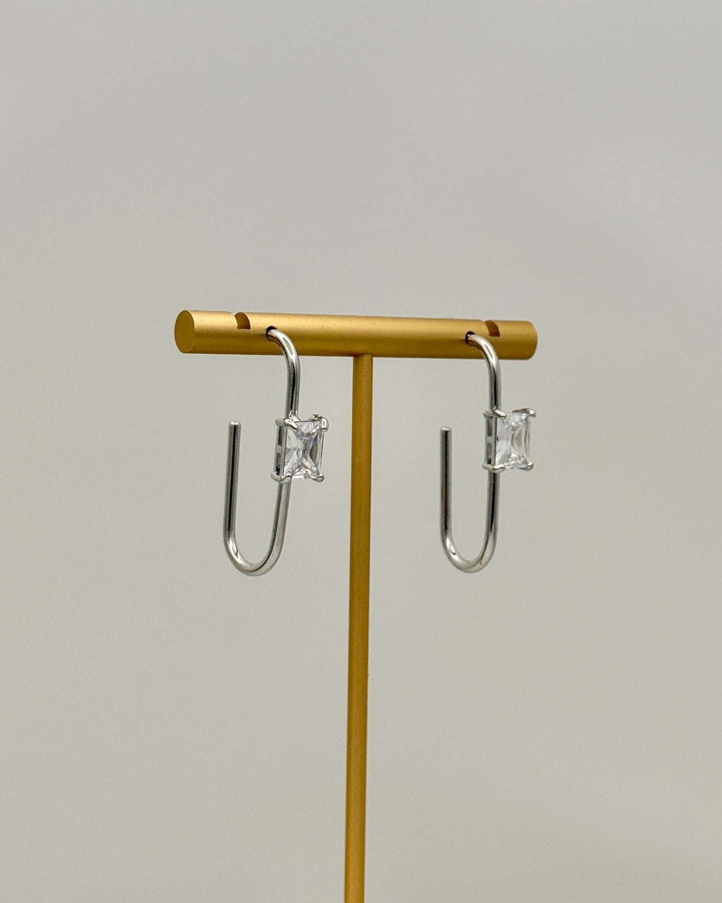 Silver & Crystal Hook Earrings