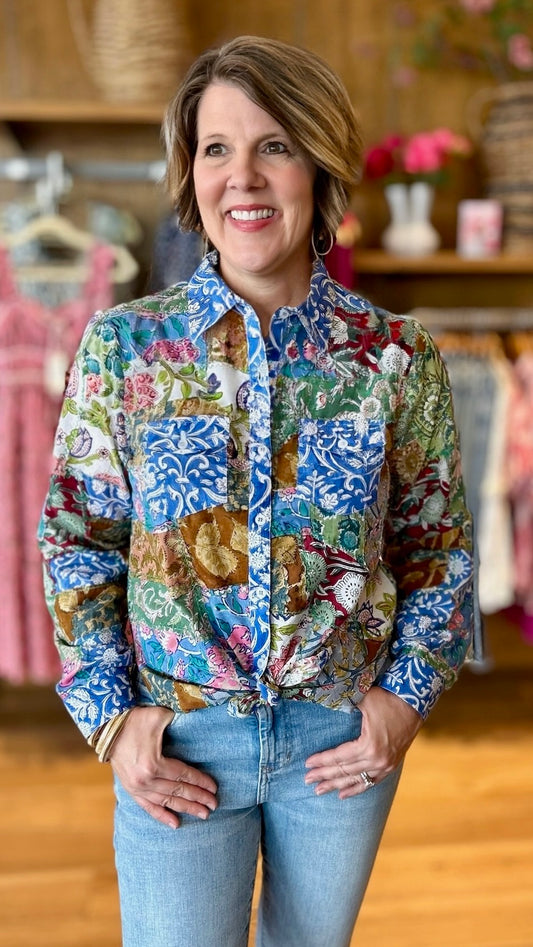 Ivy Jane Patchwork Camp Shirt - Multi