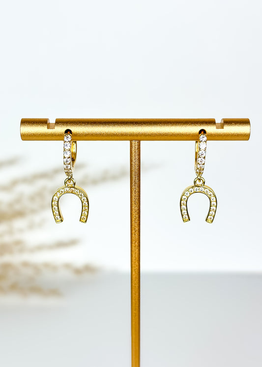 Gold Horseshoe Huggie Hoop Earrings