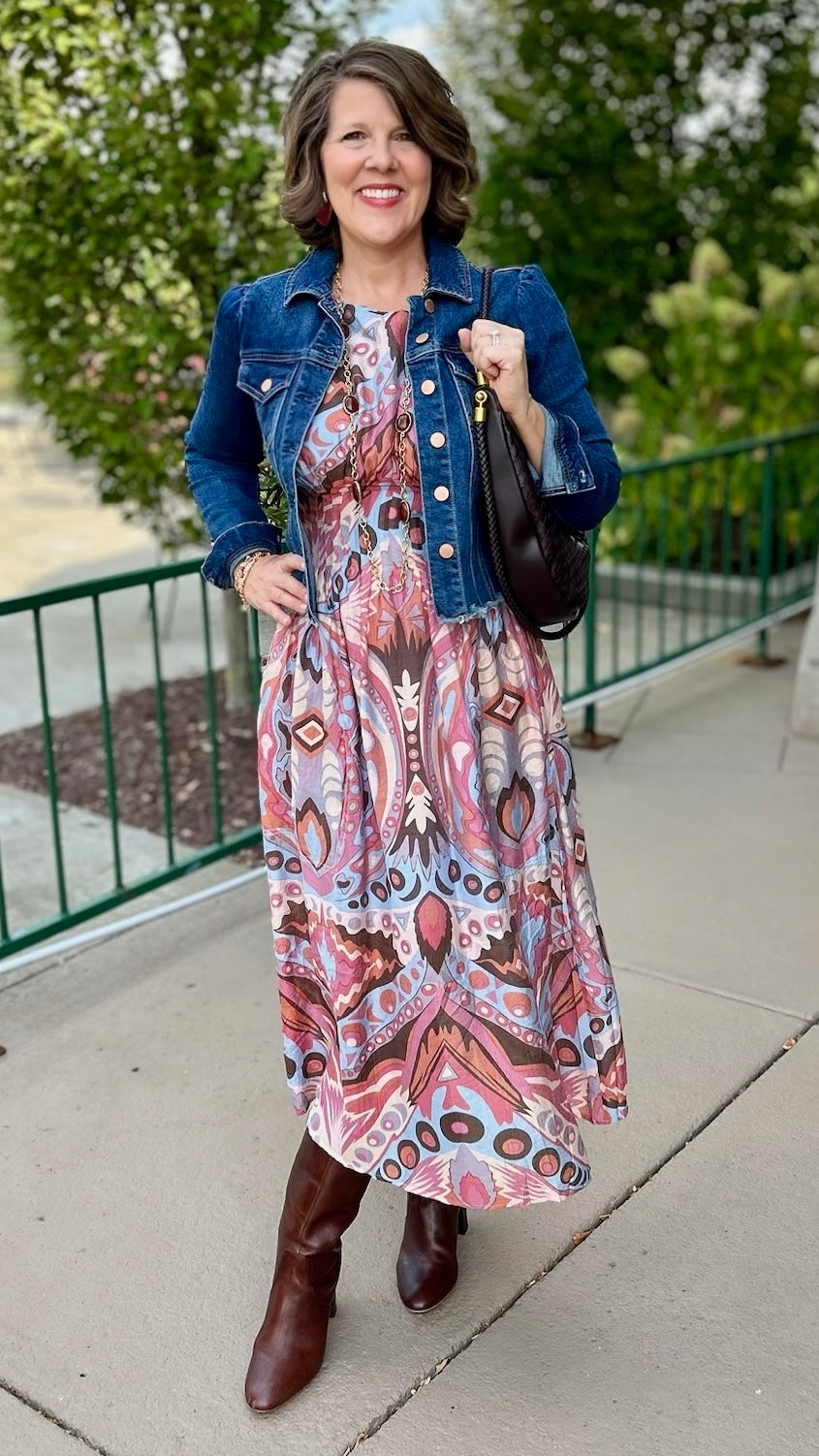 Helena Midi Dress - Pink/Blue