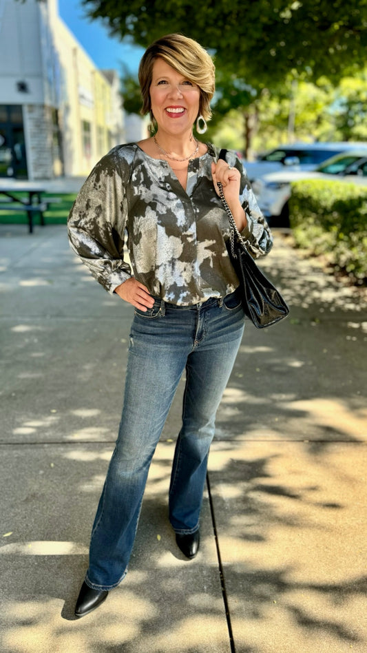 Maya Olive & Silver Shimmer Top