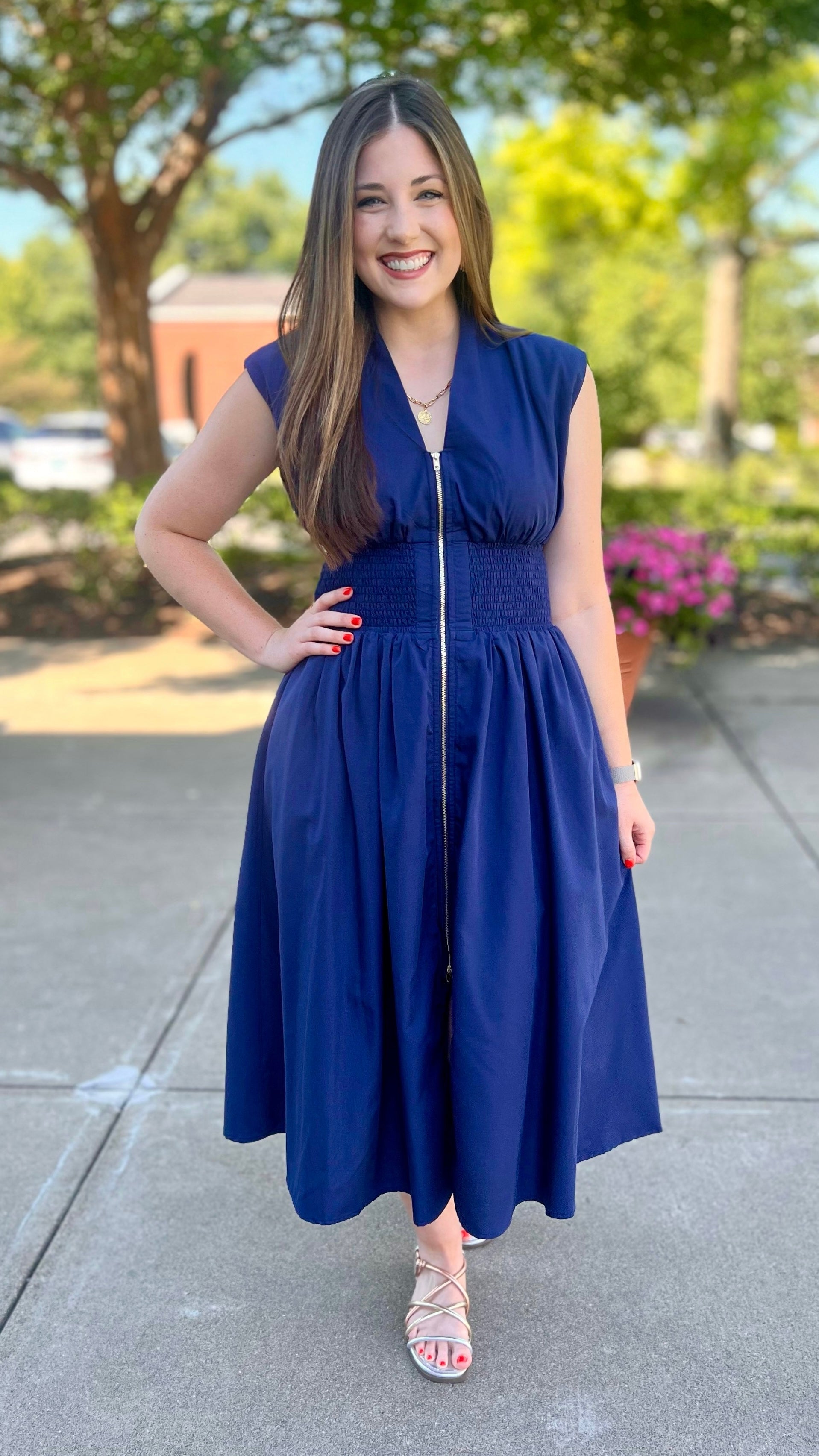 Navy Zip Midi Dress Tunie's Boutique Navy Zip Midi Dress Tunie's Boutique