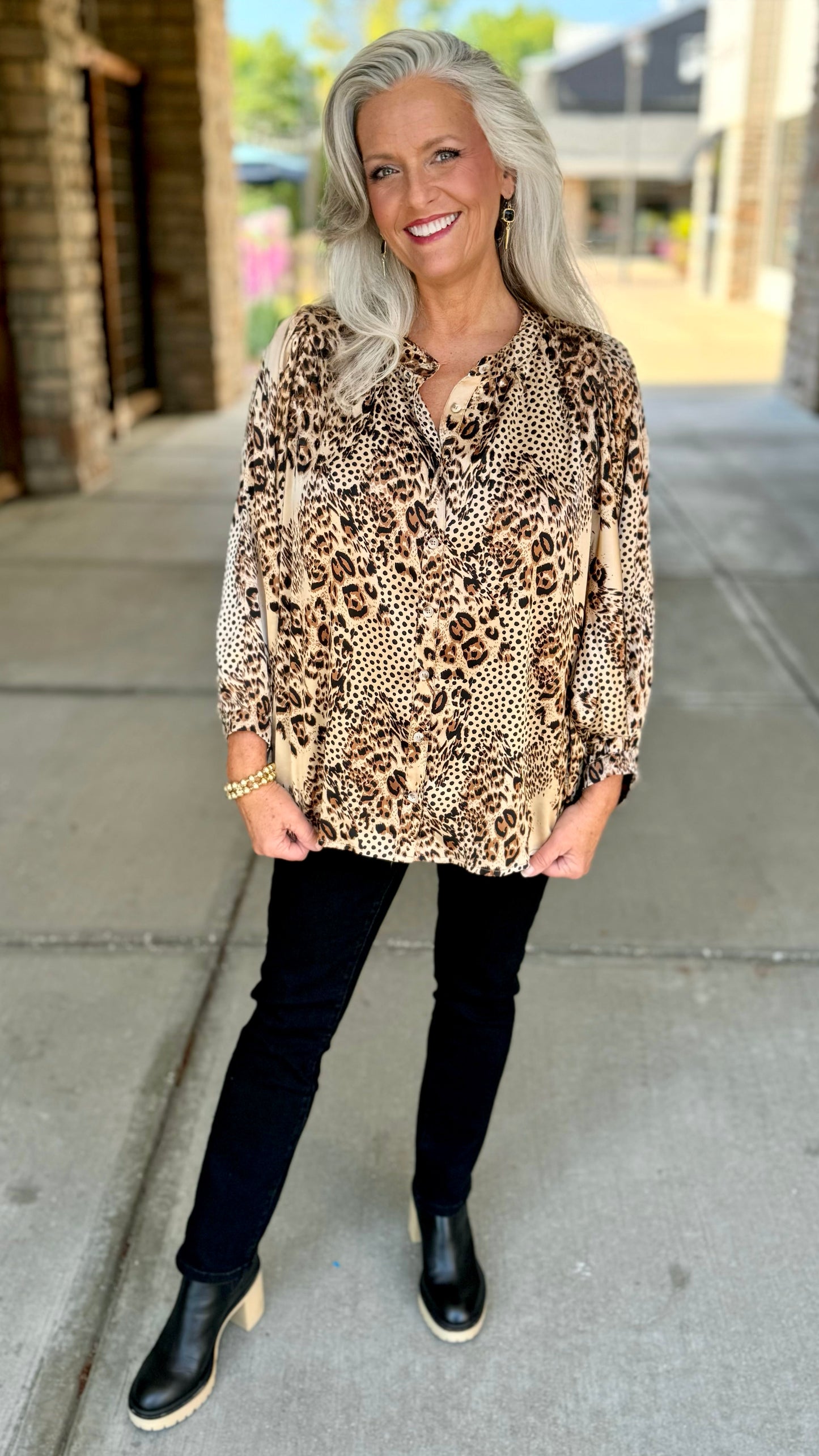 Into The Wild Animal Print Button Blouse