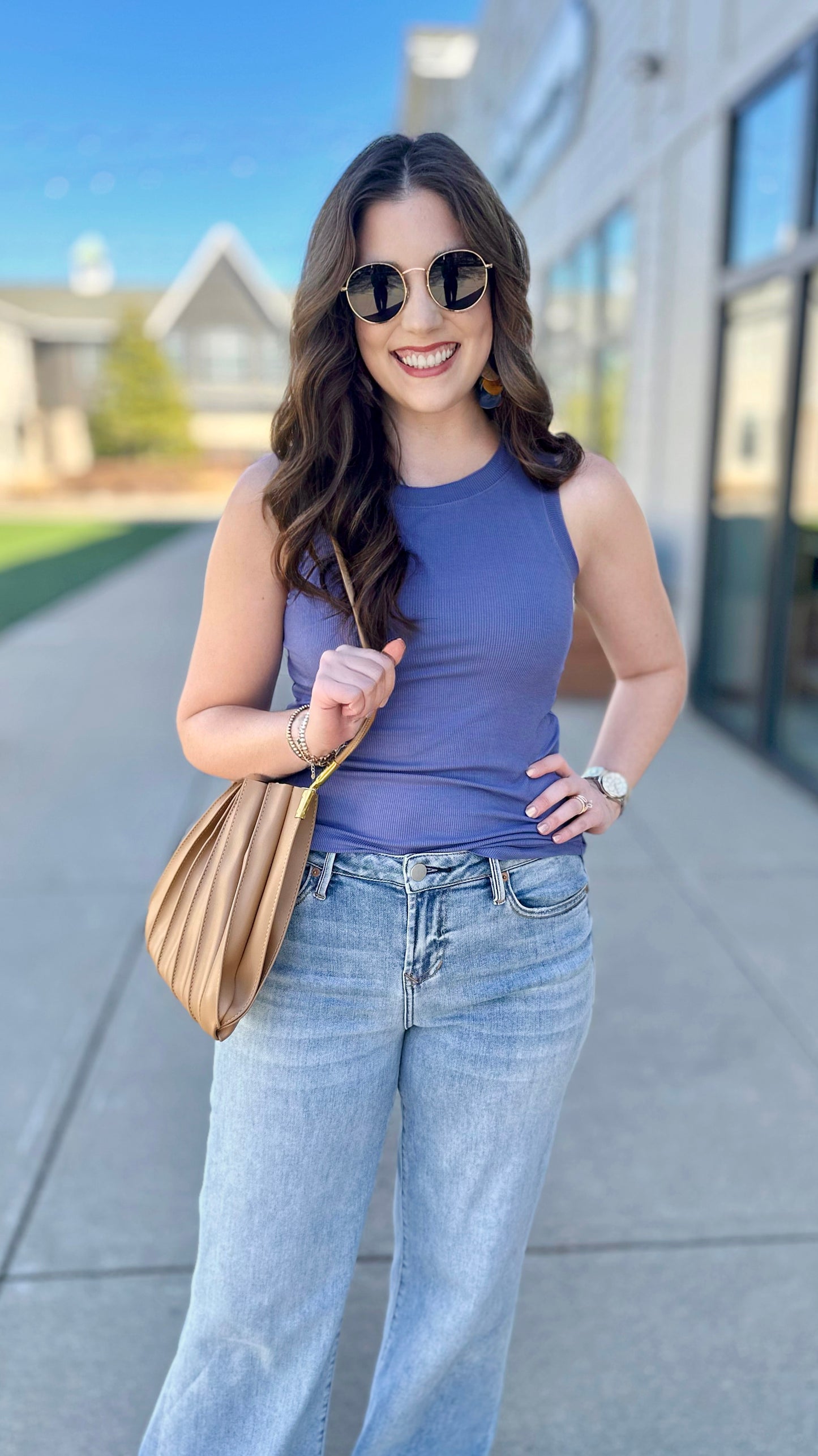 Another Love Cleo Micro-Ribbed Tank - Amethyst