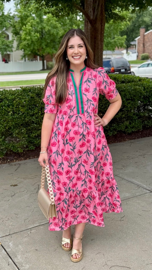 Anna Floral Print Midi Dress