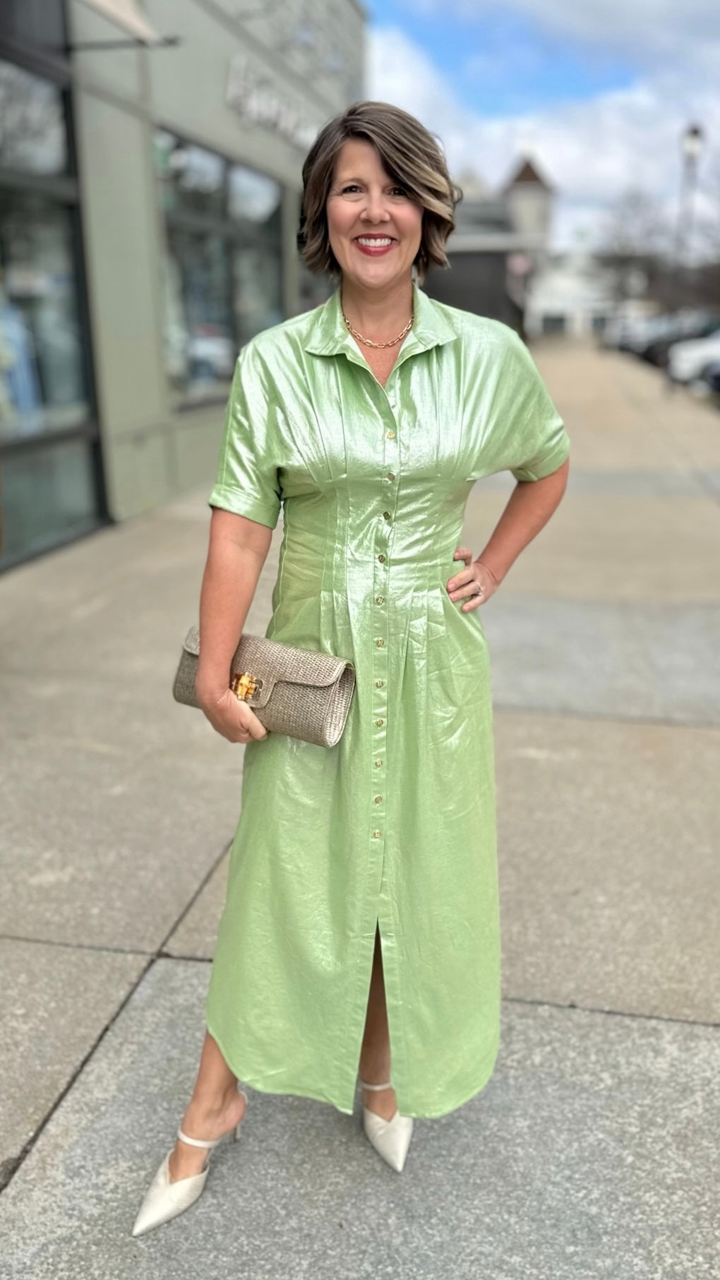 Emily McCarthy Georgia Dress - Opal Green