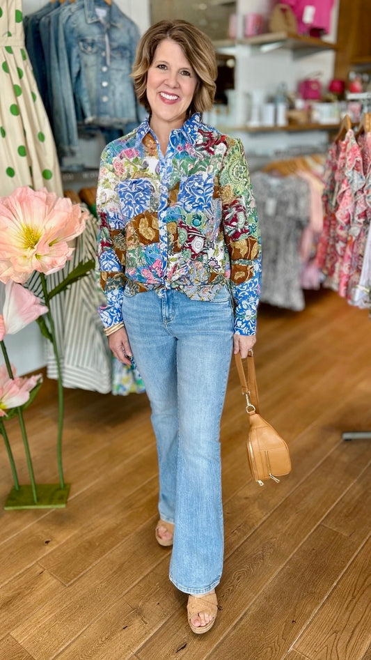 Ivy Jane Patchwork Camp Shirt - Multi