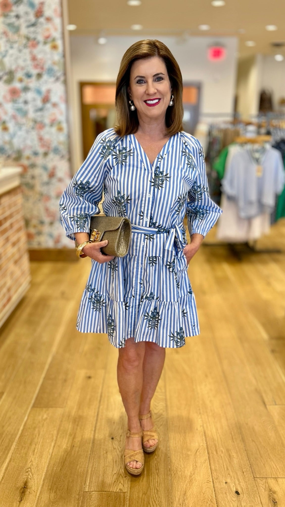 Gabby Garden - Blue Stripes & Florals