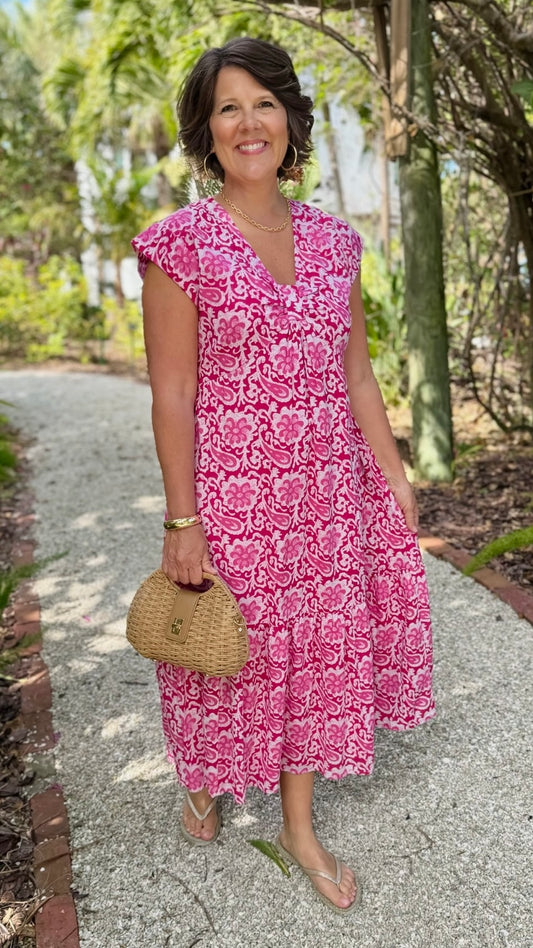 Uncle Frank Midi Dress - Hot Pink