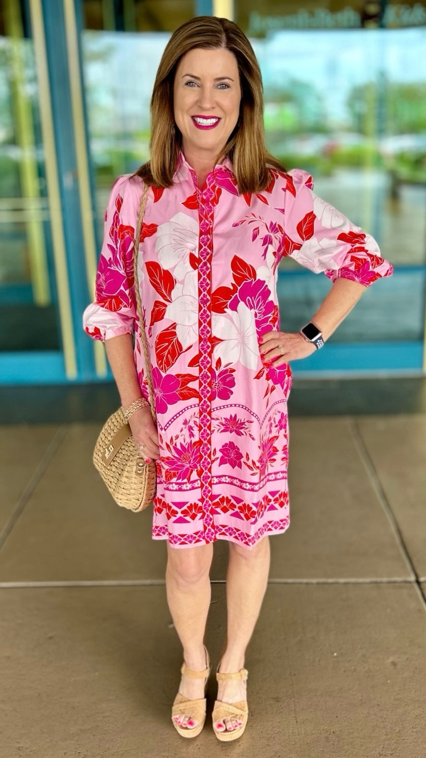 Ava Valentine Dress - Pink Florals