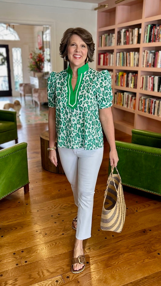 Emmy Animal Print Top - Green