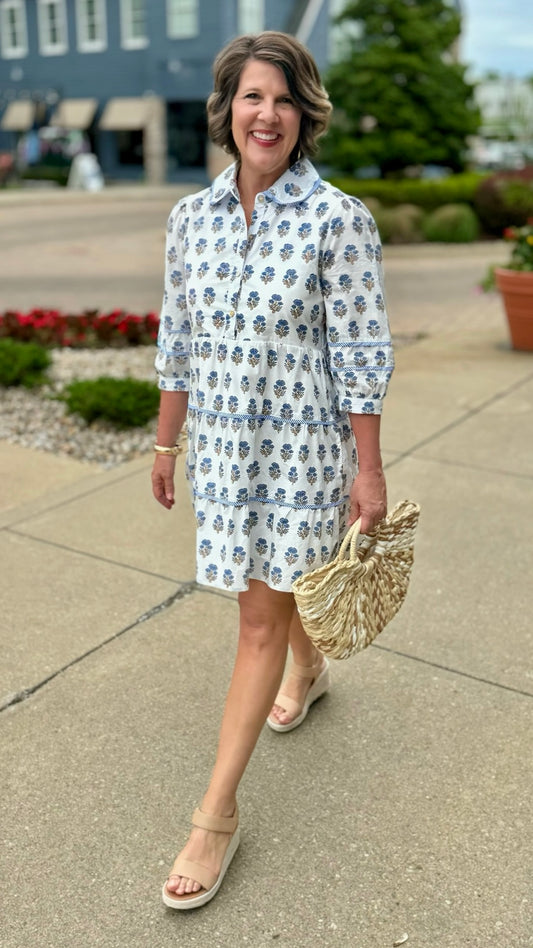 Florence Florals Mini Dress - White