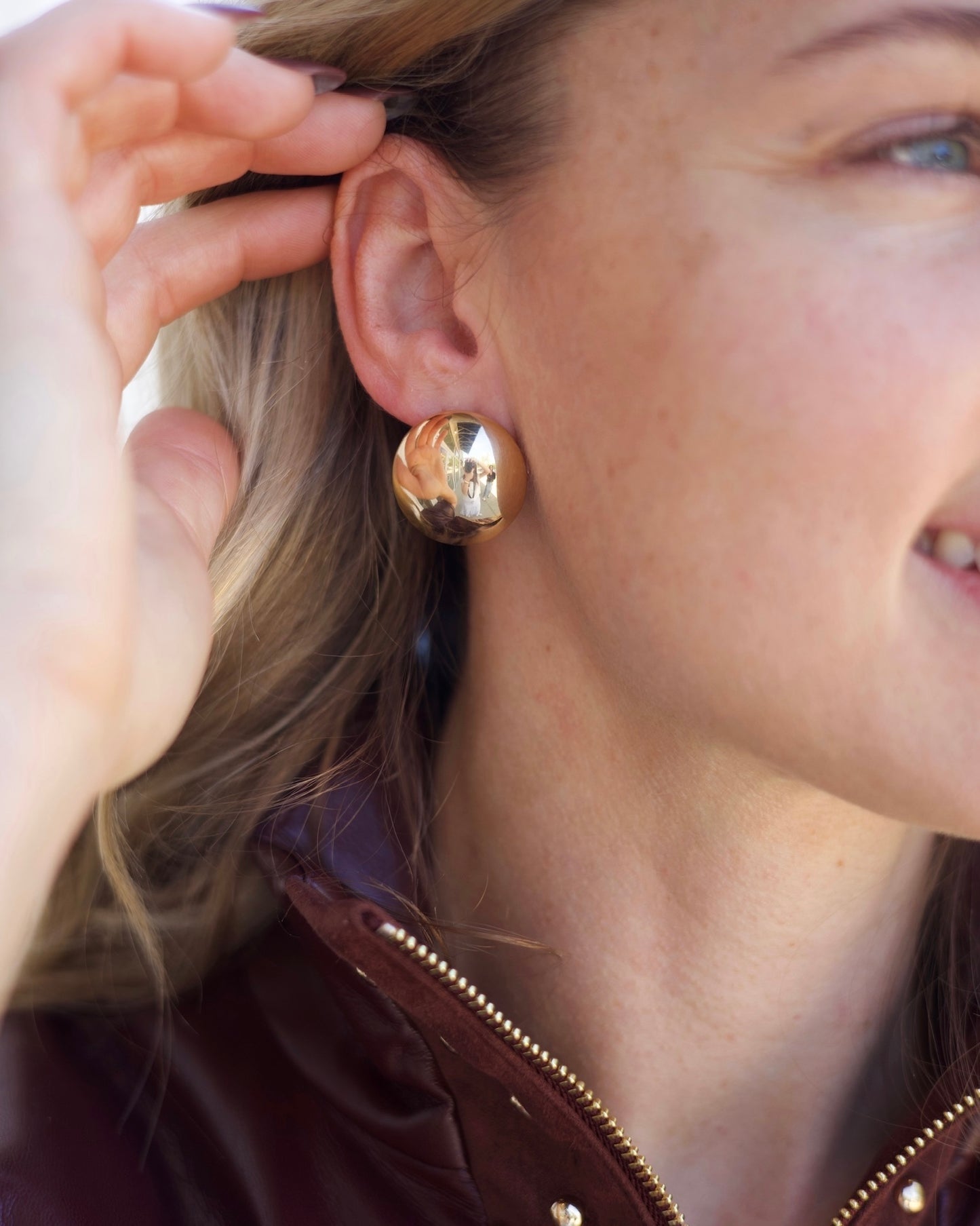 Dome Stud Earrings - Gold