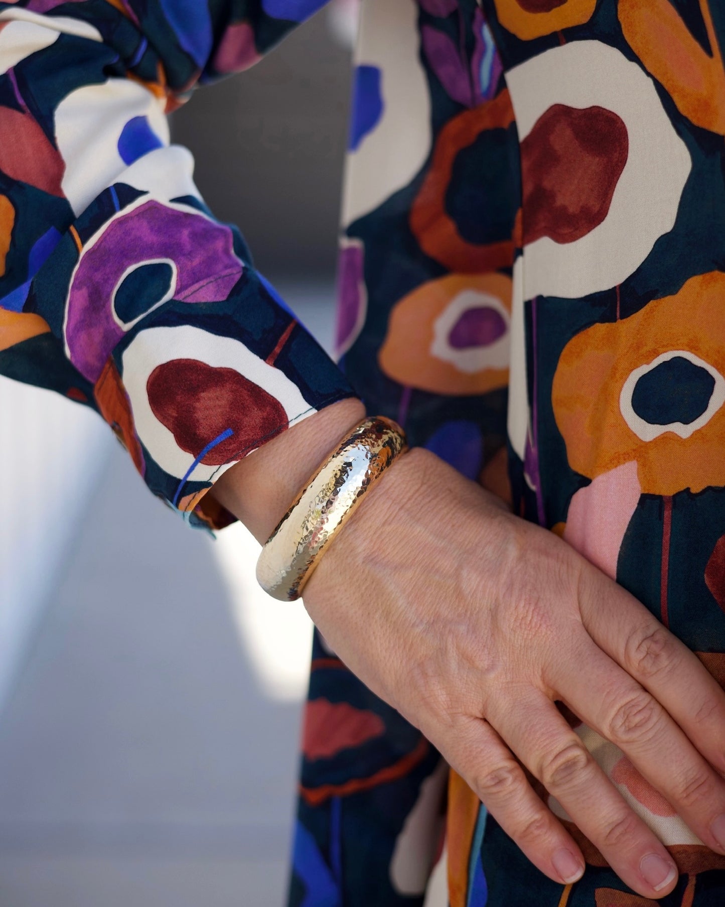 Gold Hammered Bangle Bracelet