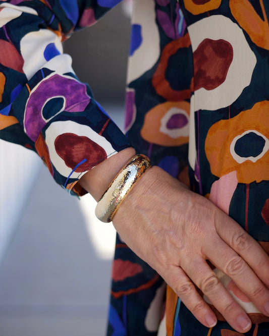 Gold Hammered Bangle Bracelet