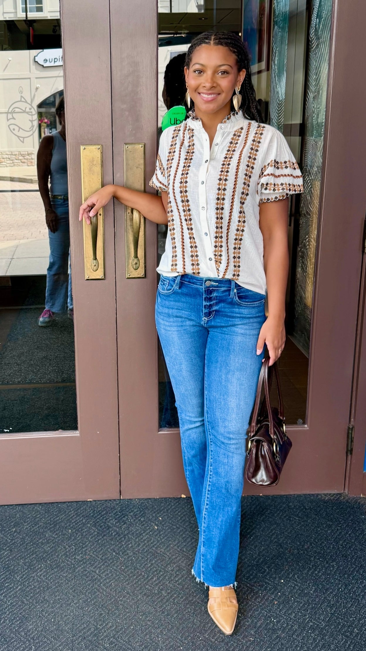 Ivy Jane Rows Of Embroidery Top - Ivory