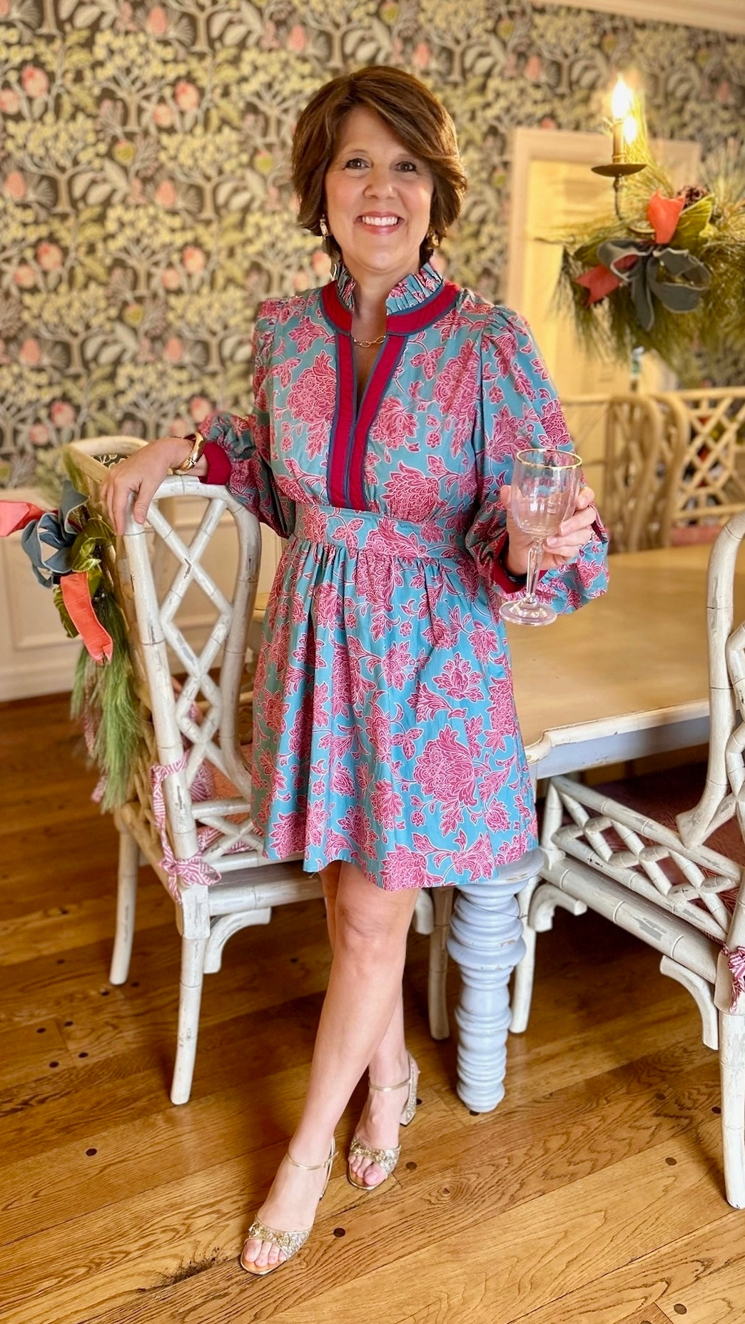 Kristen Floral Dress - Aqua