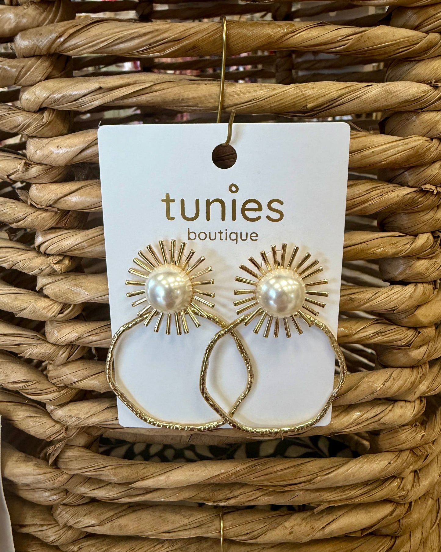 Pearl Sunburst Hoop Earrings