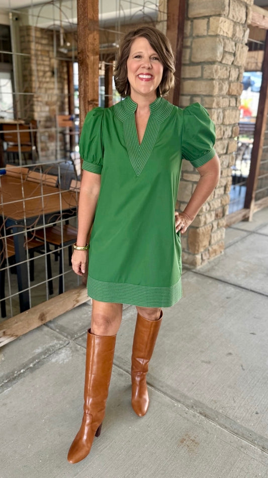 Charlotte Green Embroidered Dress