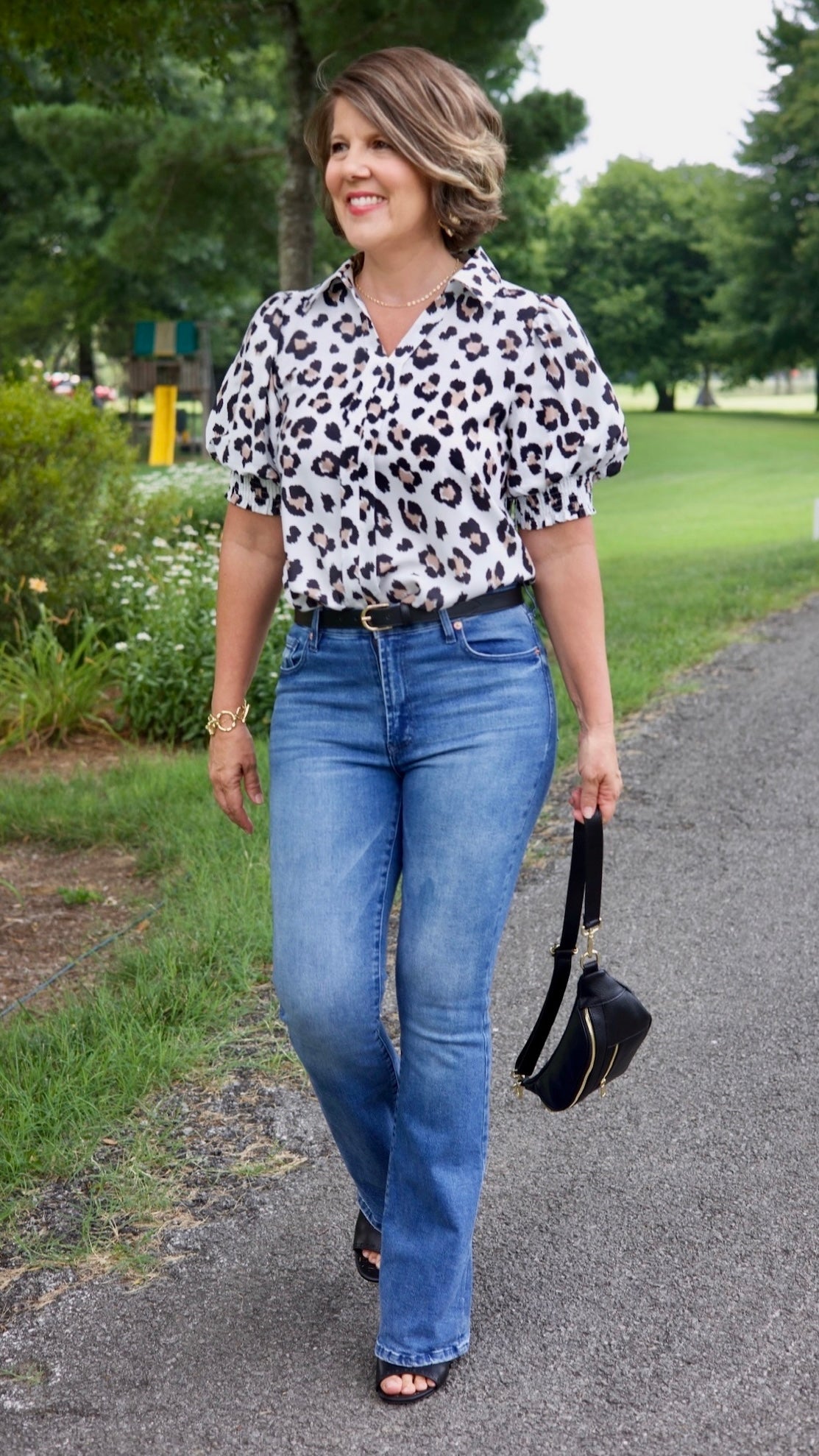 White Animal Print Blouse