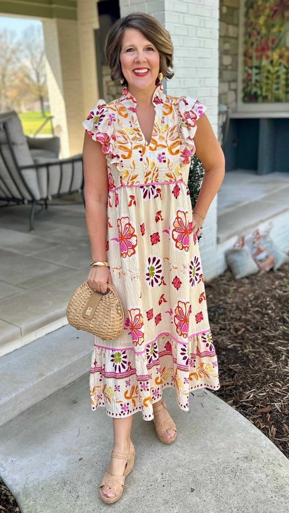 Natalie Cream Mix Floral Dress