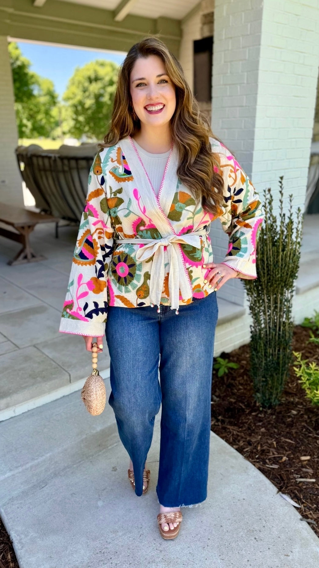 Nicole Kimono Top - Natural Multi