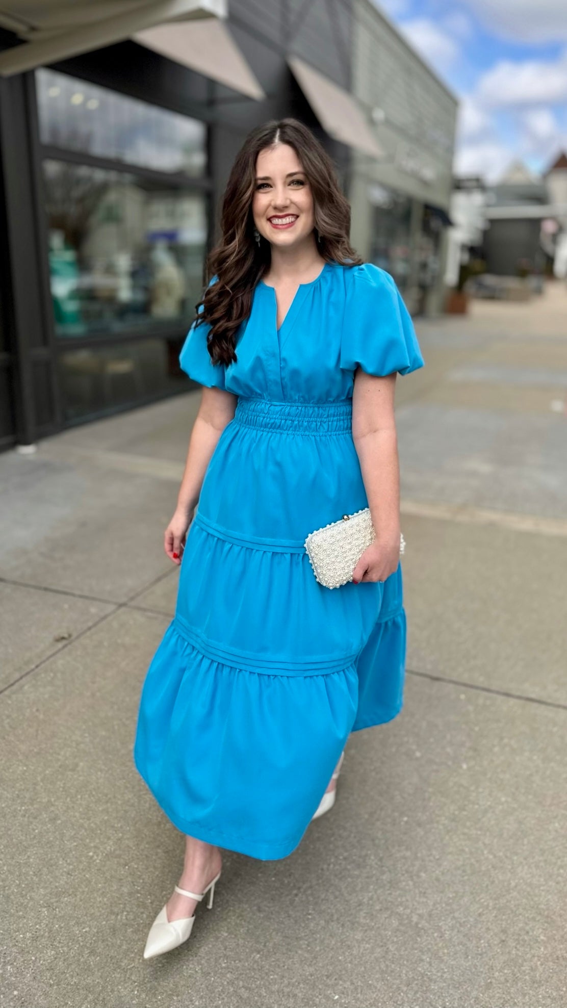 Sara Summer Smocked Maxi Dress - Turquoise