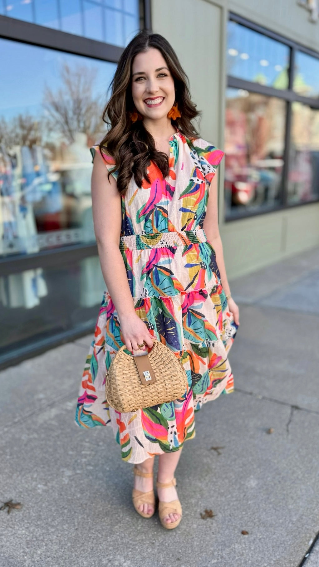 Abstract Mix Midi Dress