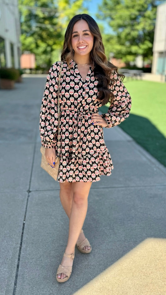 Bria Black Floral Dress - Black