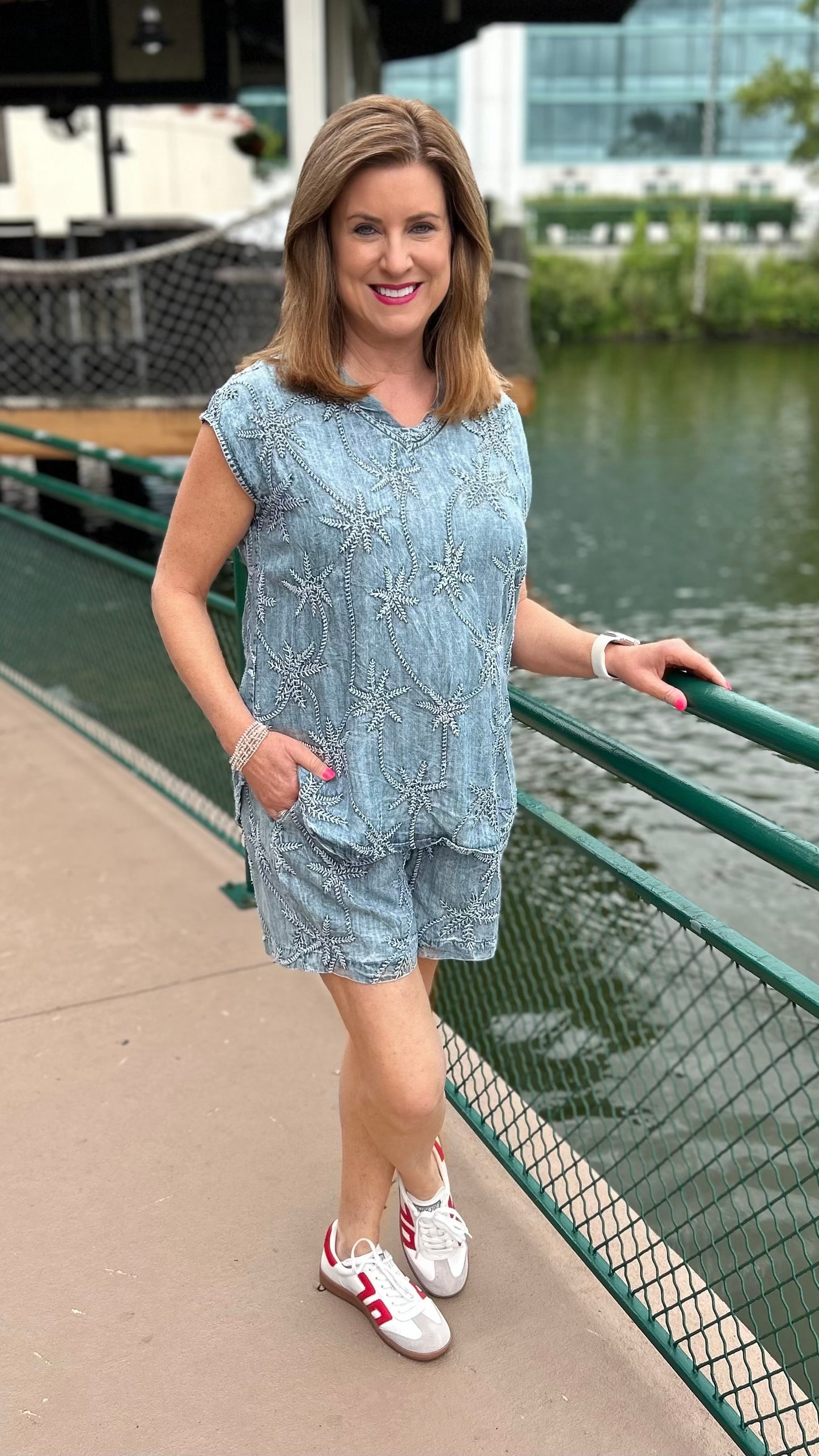 Ivy Jane Denim Palm Shirt