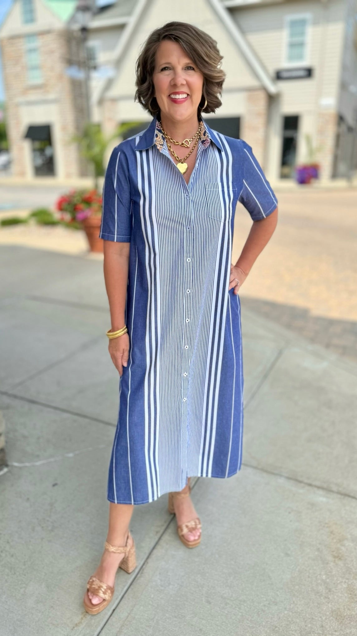 Dizzy Lizzy Breakers Stripe Dress - Navy