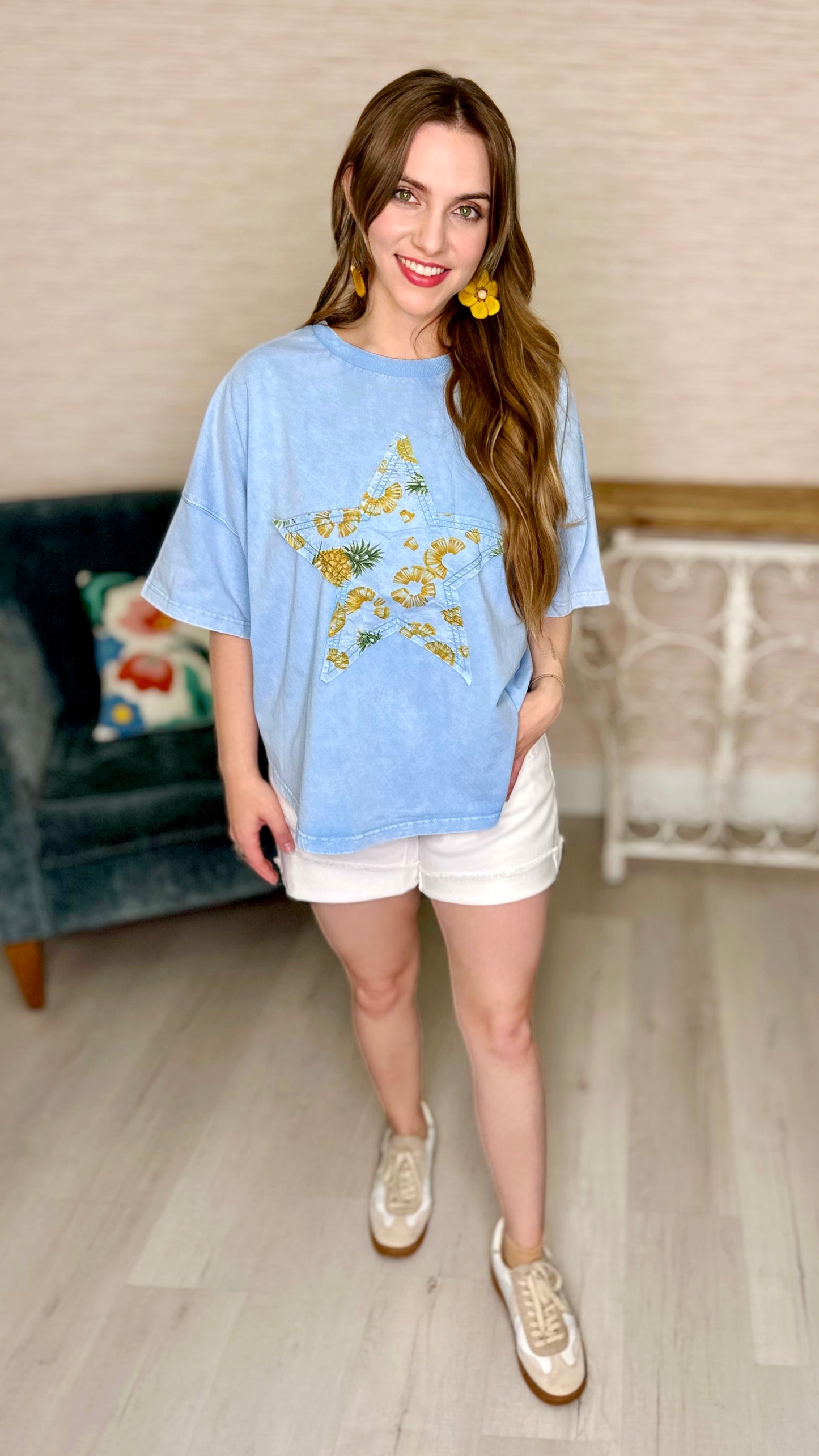 Peri Blue Star Patch Top