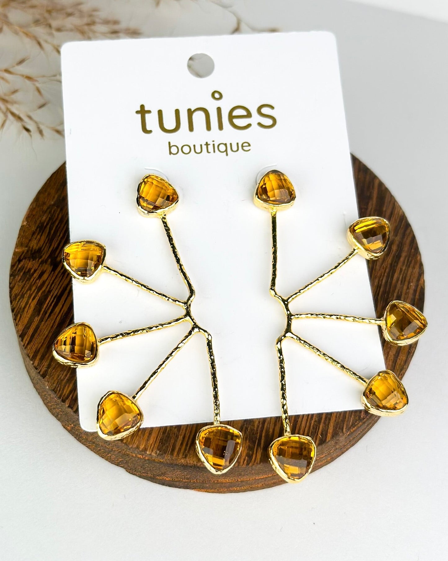 Bejeweled Half Crescent Earrings - Gold