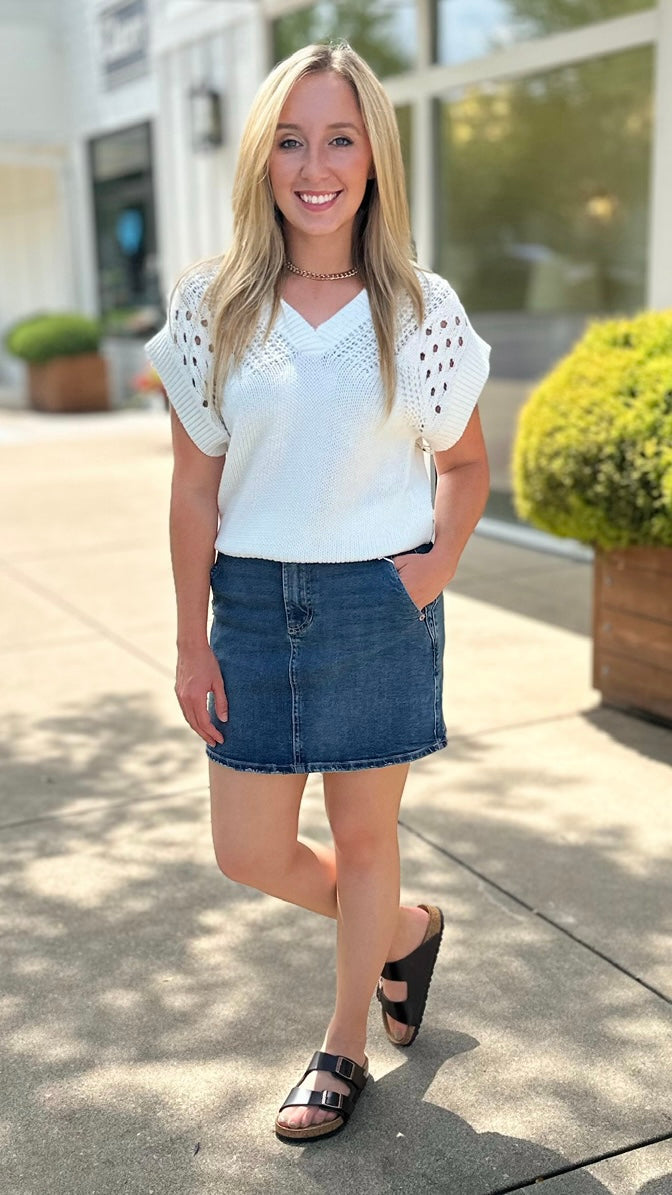 Another Love Renata Crochet Sweater - White