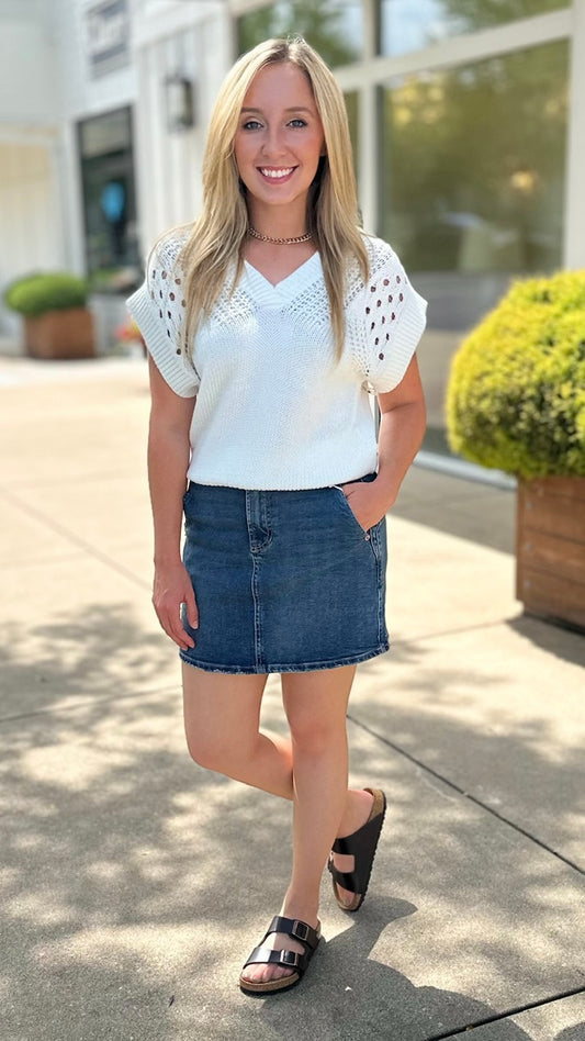 Another Love Renata Crochet Sweater - White