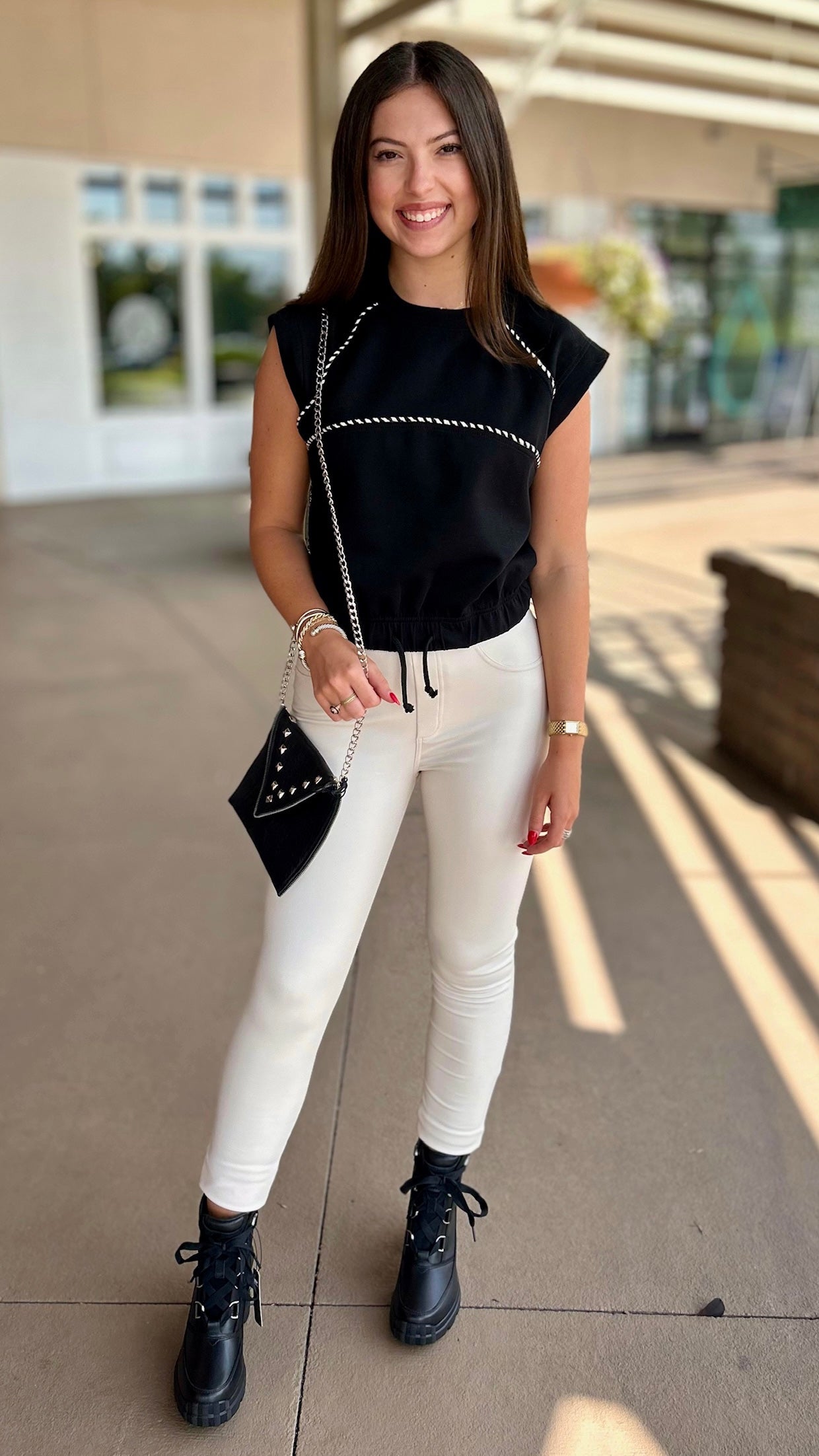 Sensational Cinched Waist Top - Black