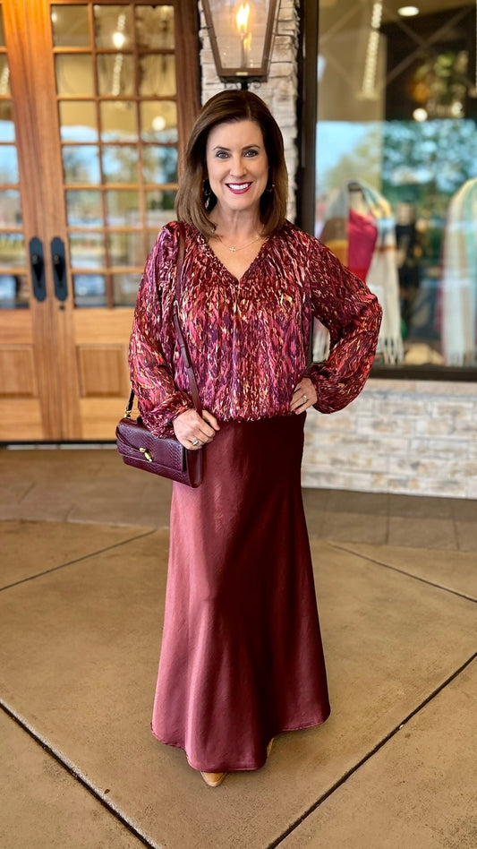 Dear John Piaf Top- Pomegranate