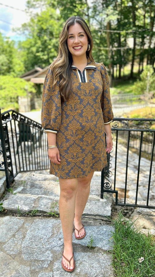 Azalea Knit Tapestry Dress - Toffee