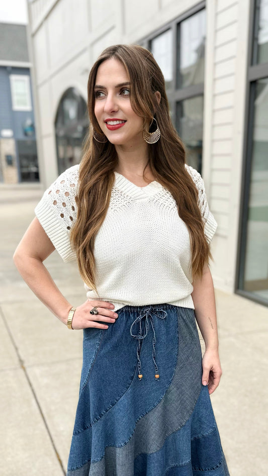 Another Love Renata Crochet Sweater - White