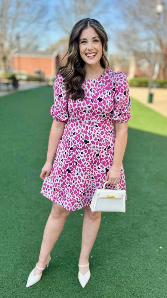 Tyler Boe Fran Dress - Hot Pink Animal